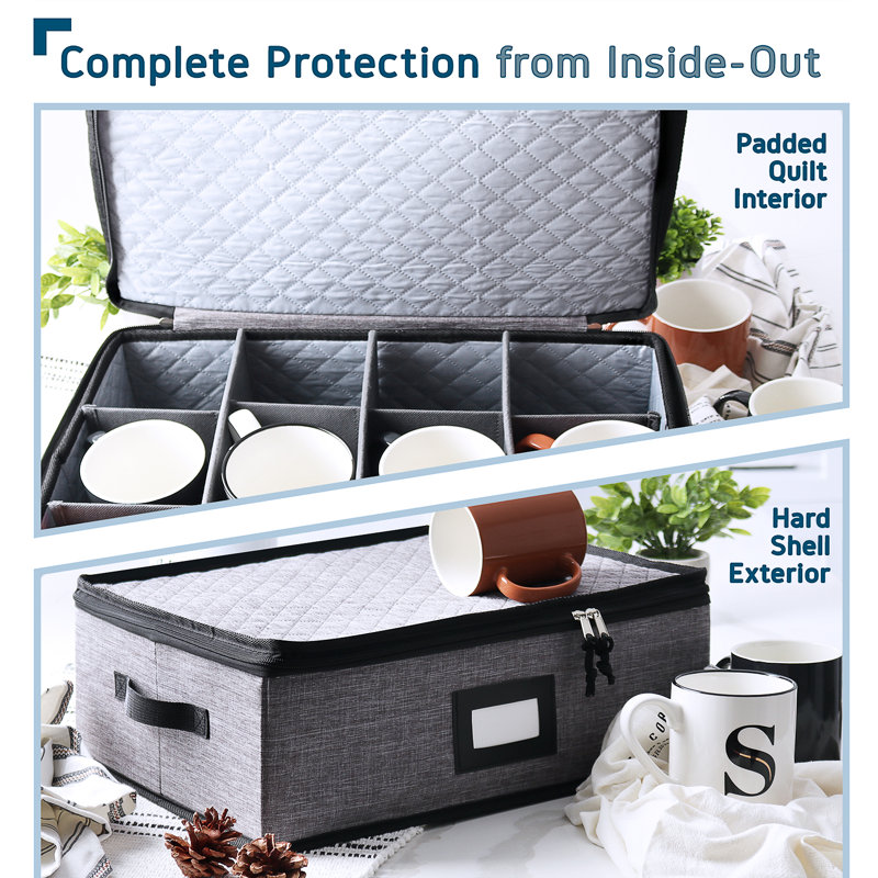 Hard Shell Mugs Storage Box with Dividers