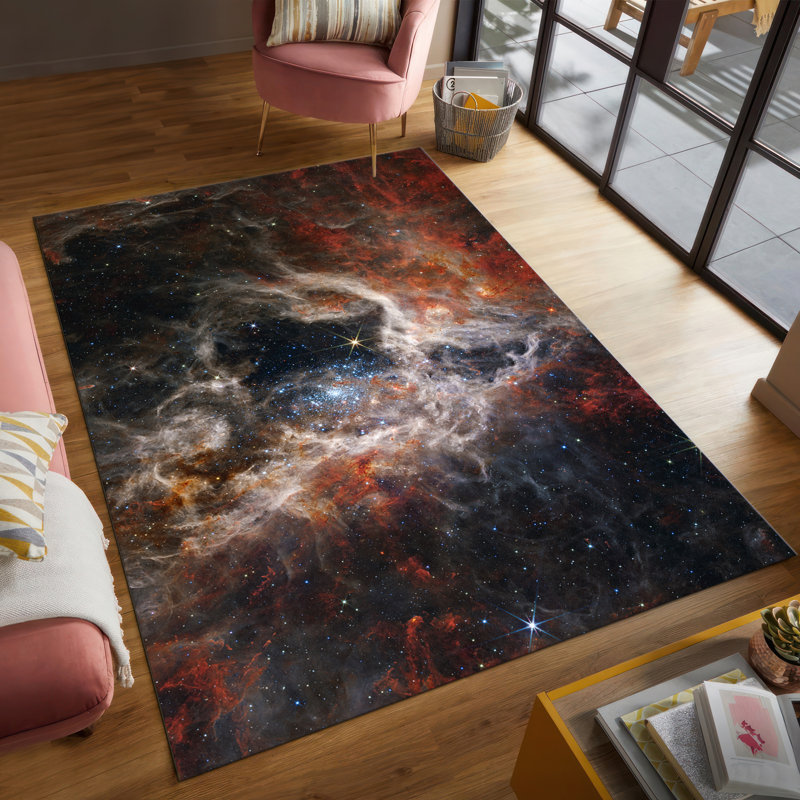 Abstract Geometric Pattern Non-Woven Printed Rug in Earth Tones Perfect for Contemporary Styling in Living Room Bedroom or Office Spaces