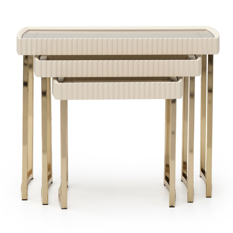 Lisbon Nesting End Table, Silken Matte Cream