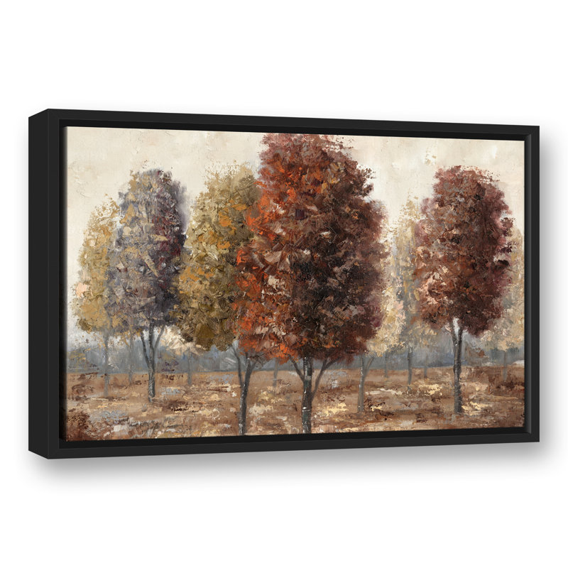 Spice Tone Trees - Peinture, Toile à cadre flottant noir, H 17,75 po x l 25,75 po x P 1,75 po