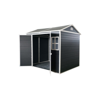 6x8ft Easy-build Resin Shed, User- Design, Carbon Black 8x6ft Garden Ventilation For Dry Interior,