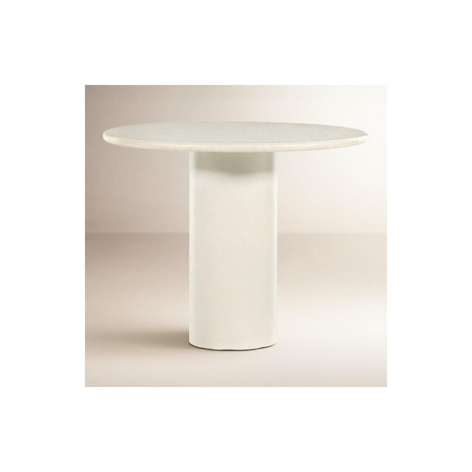 Calila 38'' Round Marble Dining Table, Cream Marble/Ivory Iron