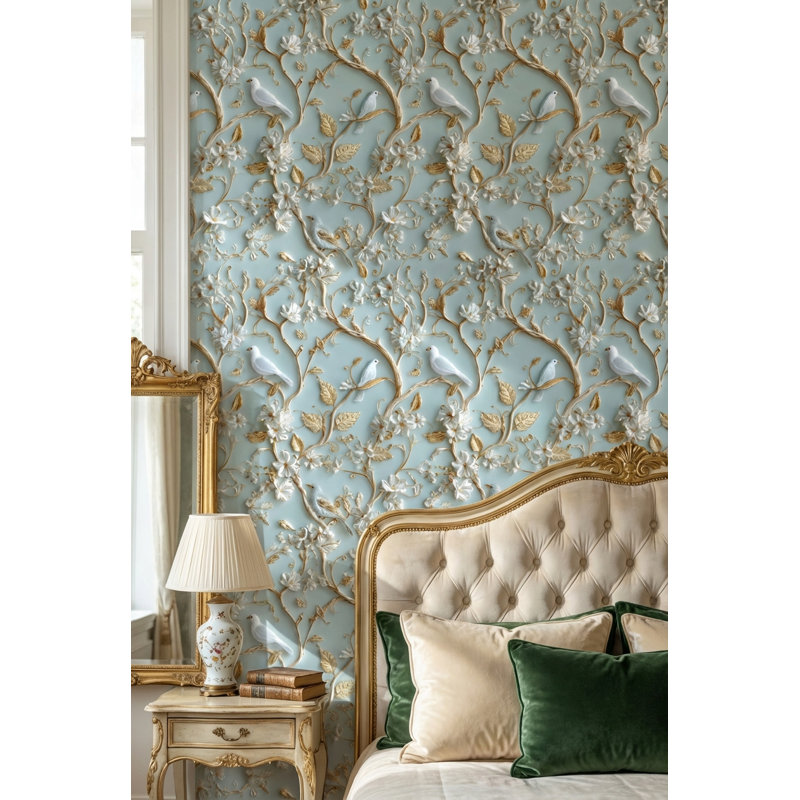Adhésif décoratif floral peler et coller oiseaux