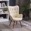 Fauteuil d'appoint contemporain capitonné en velours soyeux, blanc-2024092478