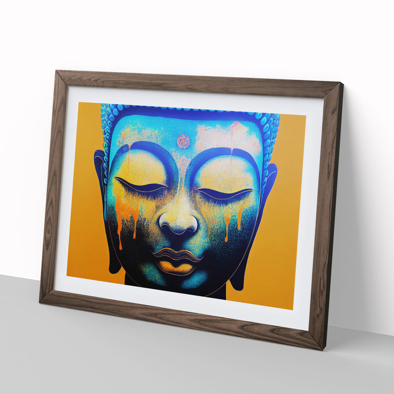 XH1022-6564X Paint Drip Buddha Vol.1 - Single Picture Frame Print, 46cm H x 64cm W, Brown