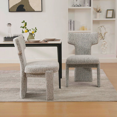 Ensemble de 2 chaises de salle à manger rembourrées Modern Chenille, pieds en bois d'hévéa, dossier incurvé pour plus de confort et de style dans n'importe quelle pièce