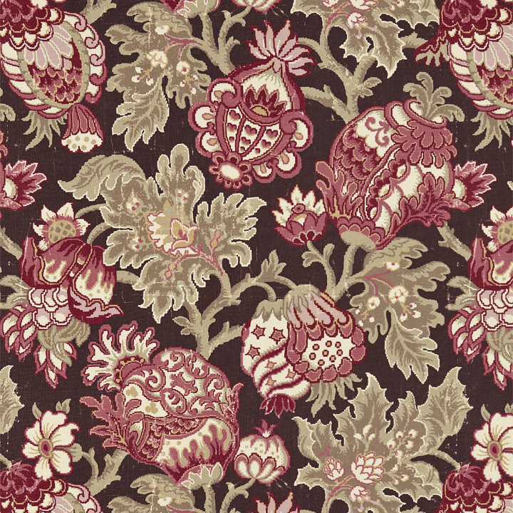 Merchante Canterbury Linen Print Fabric, Mulberry