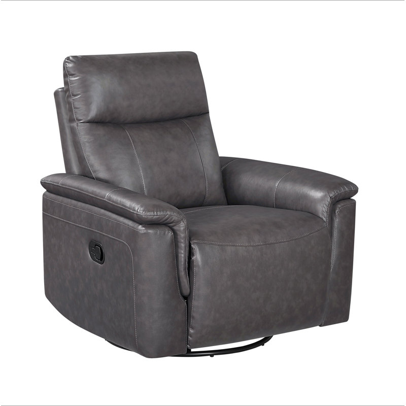 Luxury Comfort Premium Leather Recliner 1Pc Dark Brown Upholstery Gentle Gliding Swivel Motion Living Room Furniture
