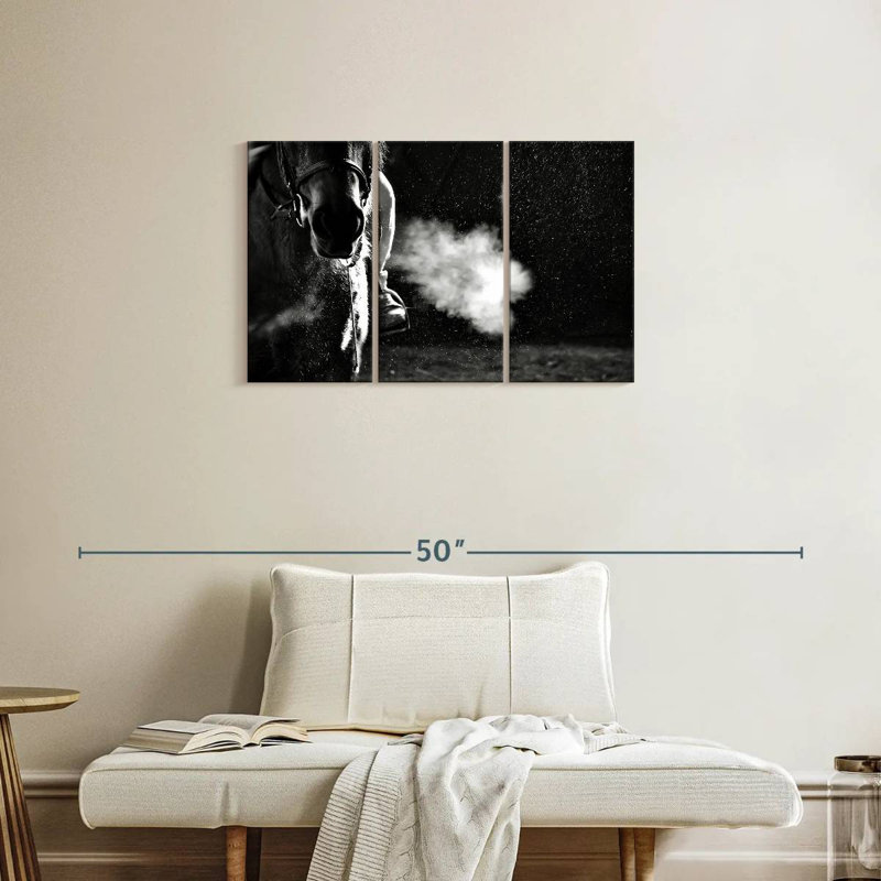 Mehar Horseback Riding BW, 20" H x 33" W