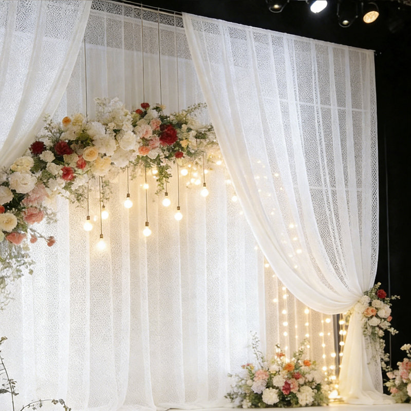 1PC / 2PCS voilage voilage pour décoration murale (59 x 118 po) - toile de fond de mariage, paravent, panneau de fond photo Studio