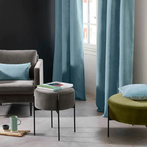 Dario Room Darkening Curtain Single Panel, Blue, 137 x 280cm