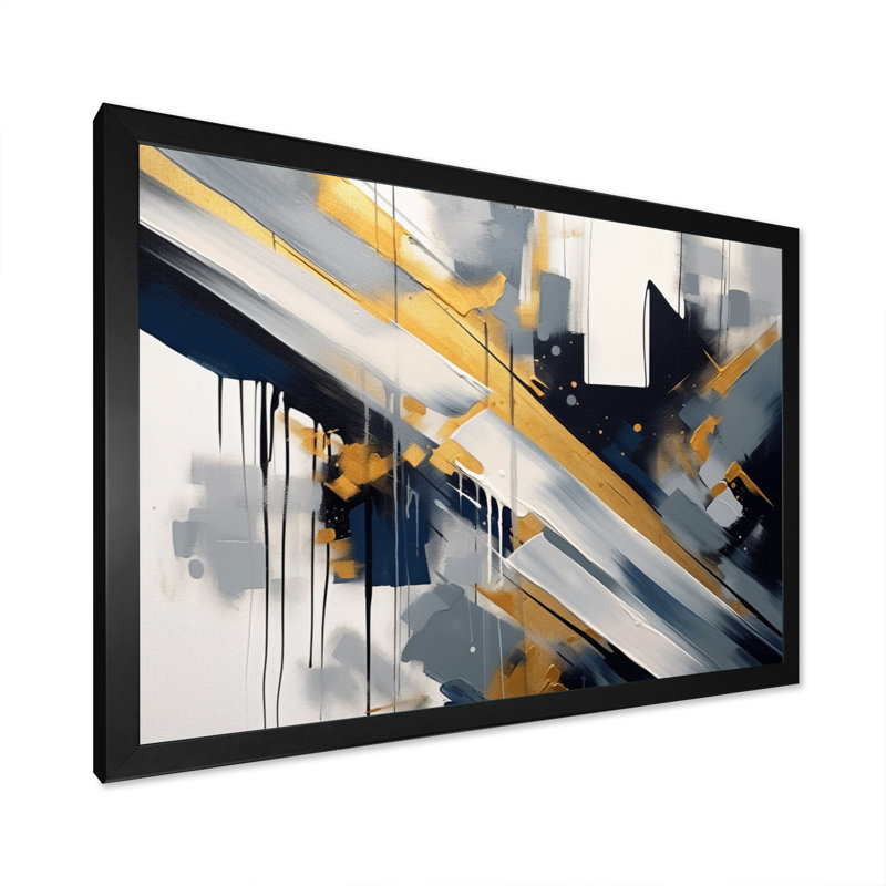 Noir et doré profondeur II, Cadre simple noir, H 12 po x l 20 po x P 1 po