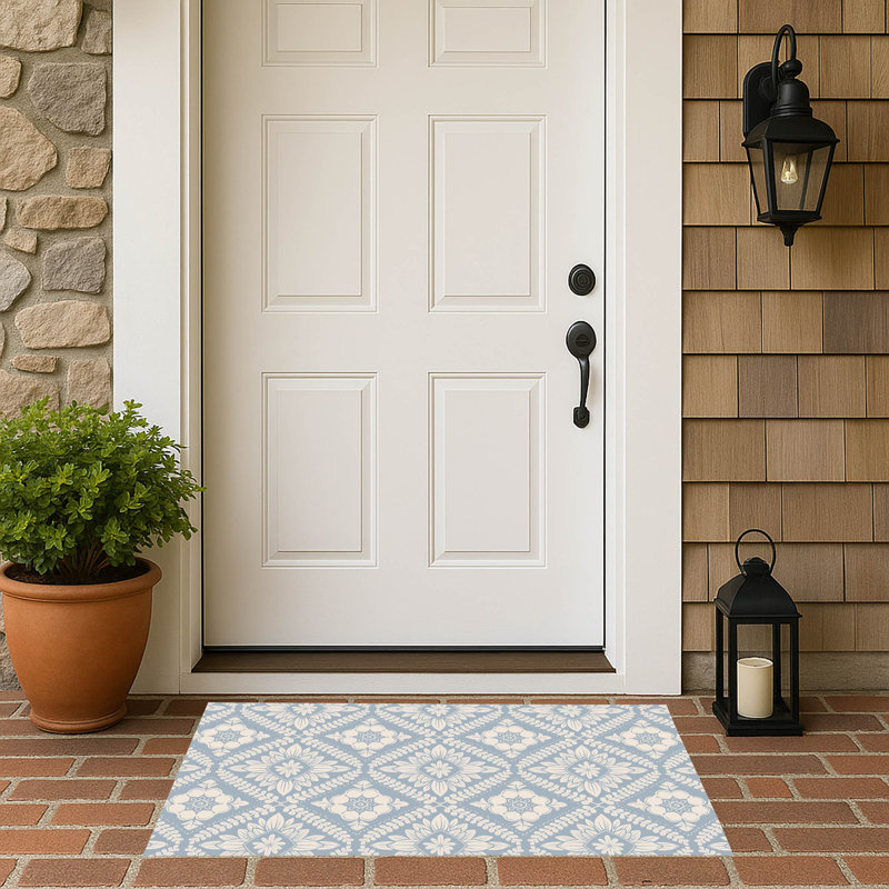 Talia Outdoor Doormat, 24'' W x 17'' L, Denim Blue