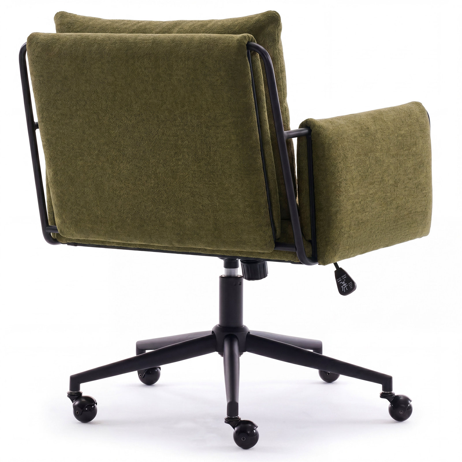 Arianna Upholstered Swivel Office Chair, Green Seat/ Black Frame