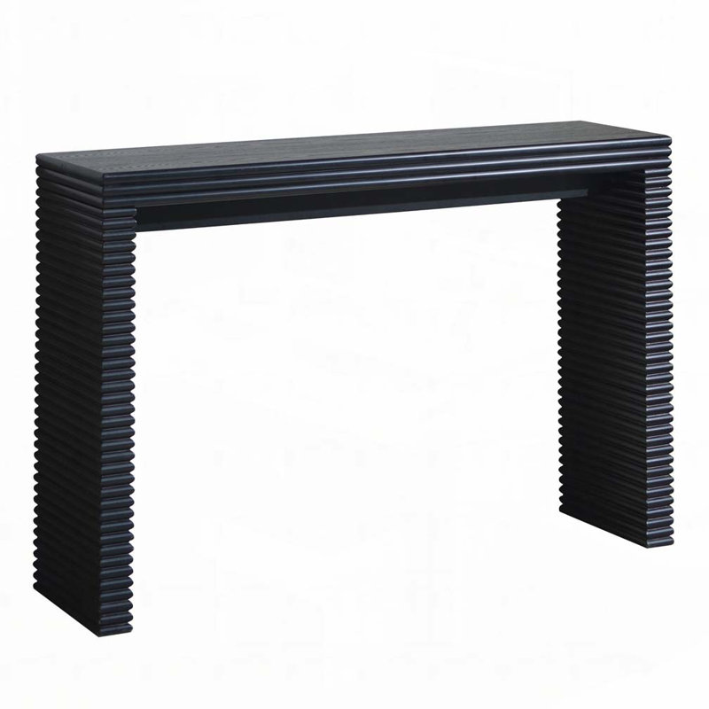 Console Table with Ribbed Design,Wood Console Table