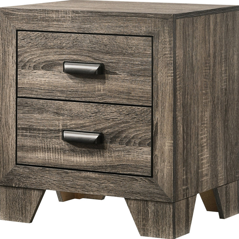 Table de chevet transitionnelle 2, élément gris rustique et quincaillerie de finition éléments métalliques