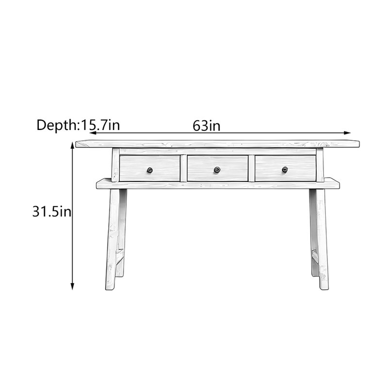 Console en bois d'orme massif