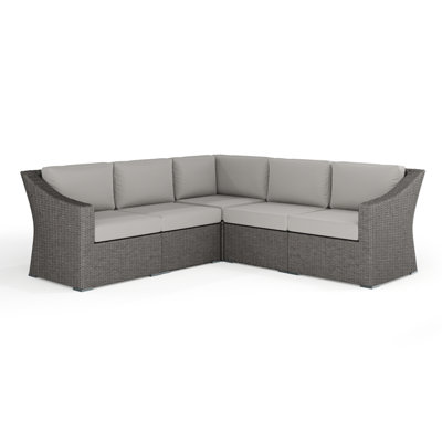 Martha Stewart Bedford Outdoor Modular Rattan Wicker 5-Seat Sectional Sofa With All-Weather Cushions by Martha Stewart