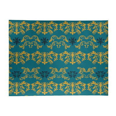 Tapis vert / jaune Damask