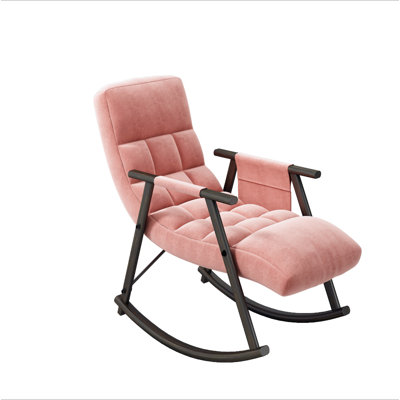 Casual Folding Rocking Chair Upholstered, Lounge Rocking Chair Adjustable High Back And Foot Rest,Side Pockets Placed In Living Room Bedroom Balcony