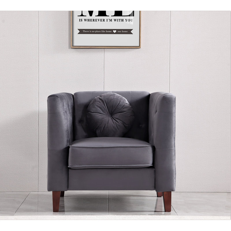 Fauteuil 35 po, Velours gris