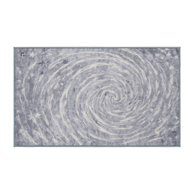 Machine Washable Blue Area Rug, Rectangle 8' x 10'