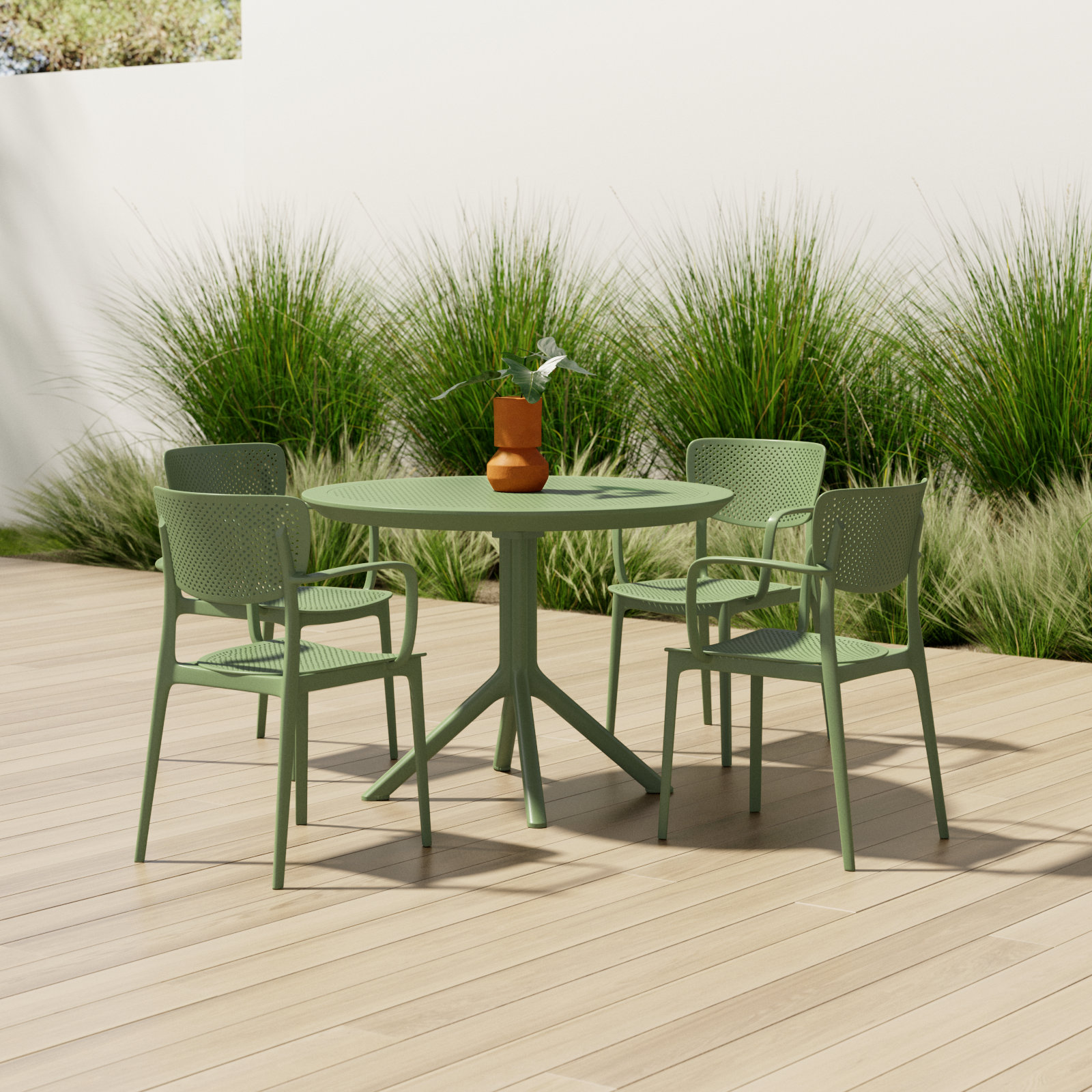 Farrah 41" Patio Dining Set, Olive Green