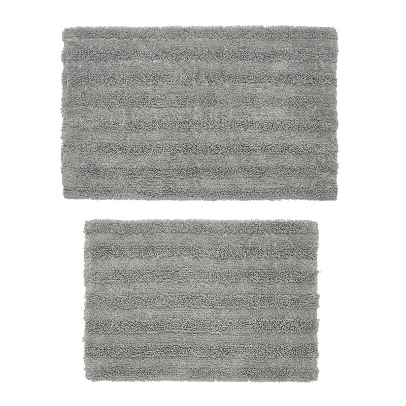 Genieve Cotton Blend Bath Rug, Silver