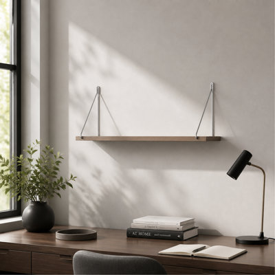 Tablette simple murale flottante à fixation murale rustique pour livres, blanc / chrome