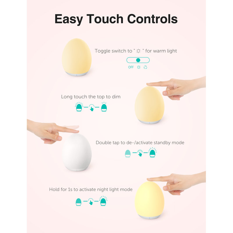 Egg-shaped Rechargeable LED Night Light with Timer