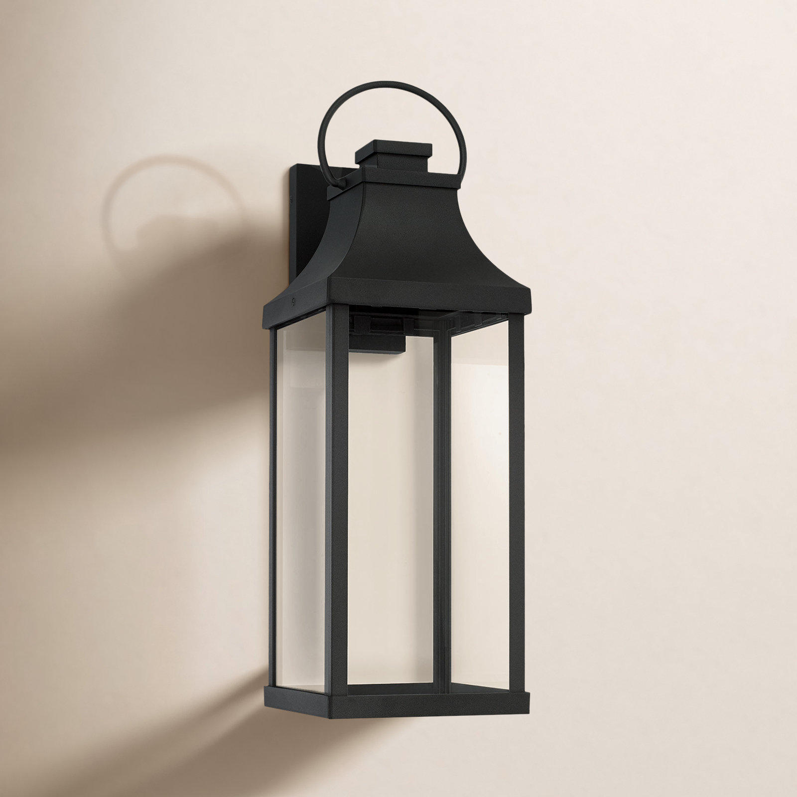 Parker Outdoor Wall Lantern, Black,  24"H x 8"W x 10"D