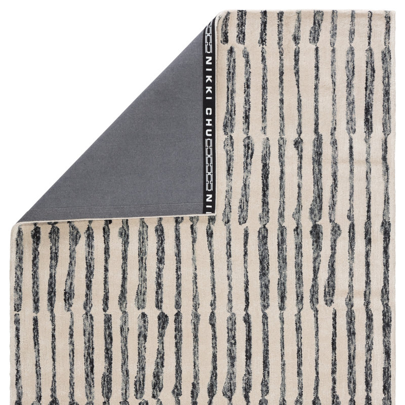 Tapis noir touffeté à la main à motif géométrique Jaipur Living, Rectangle 8 pi x 10 pi