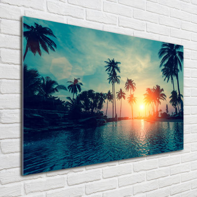 Sunset Palm Trees - No Frame Print on Glass