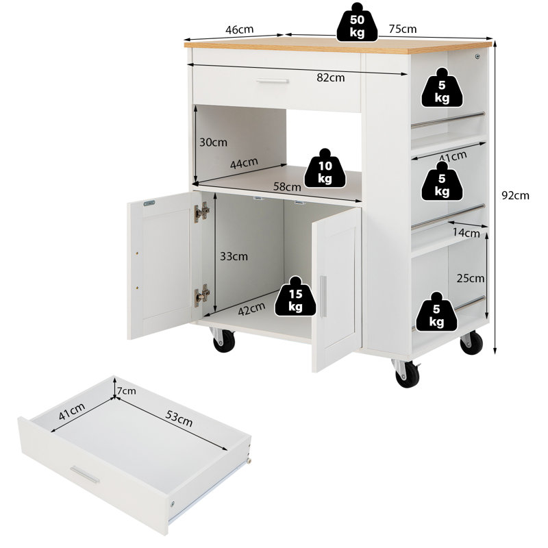Amaj Bar Cart, White