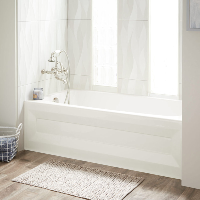 Signature Hardware Bradenton 60'' x 30'' Alcove/Tile In Soaking Acrylic Bathtub, White, Left
