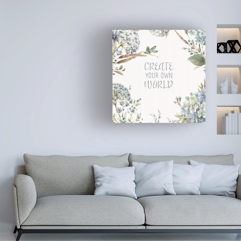 «Bohemian Blue 13» par Lisa Audit - reproduction d'art textuel sur toile tendue, H 14 po x l 14 po x P 2 po