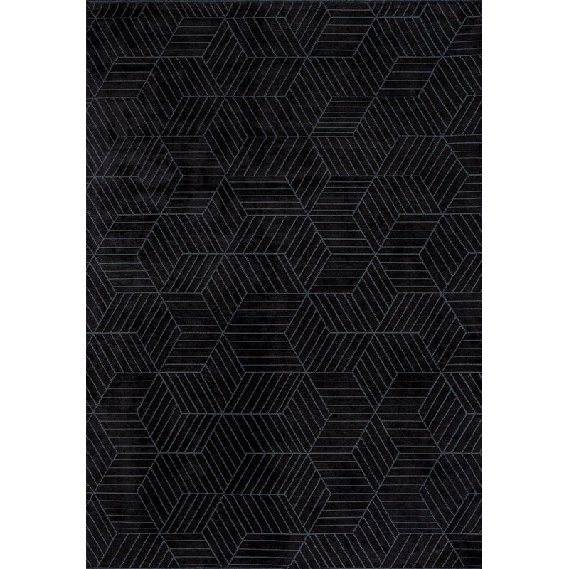 Rapture Geometric Shapes Area Rug in Black, Rectangle 6'7" x 8'3"