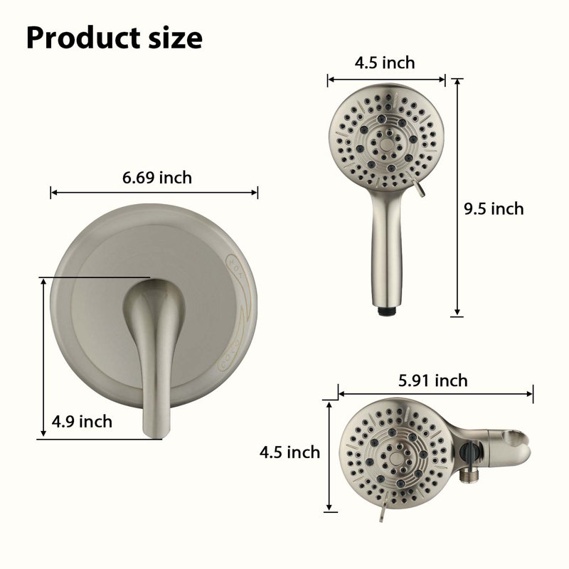 Complete Shower System with Rough in-Valve, Brushed Nickel
