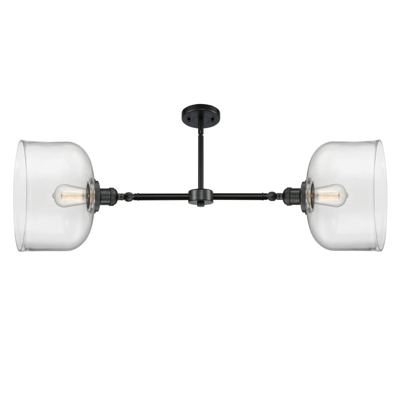 Bell 12" - 2 Light 21" Island Light, Matte Black, Clear, No Bulb Included