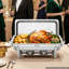 Chafing Dishes for Buffet Set, 9QT Stainless Steel Chafer, for Banquet Party Wedding, Rectangle Buffet Server and Warmer, with 6 Full Size Pans, Fuel Holder, and Foldable Stand-136389137