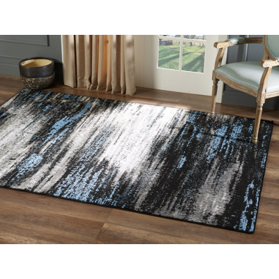 Tapis intérieur / extérieur gris / noir / bleu Bahama