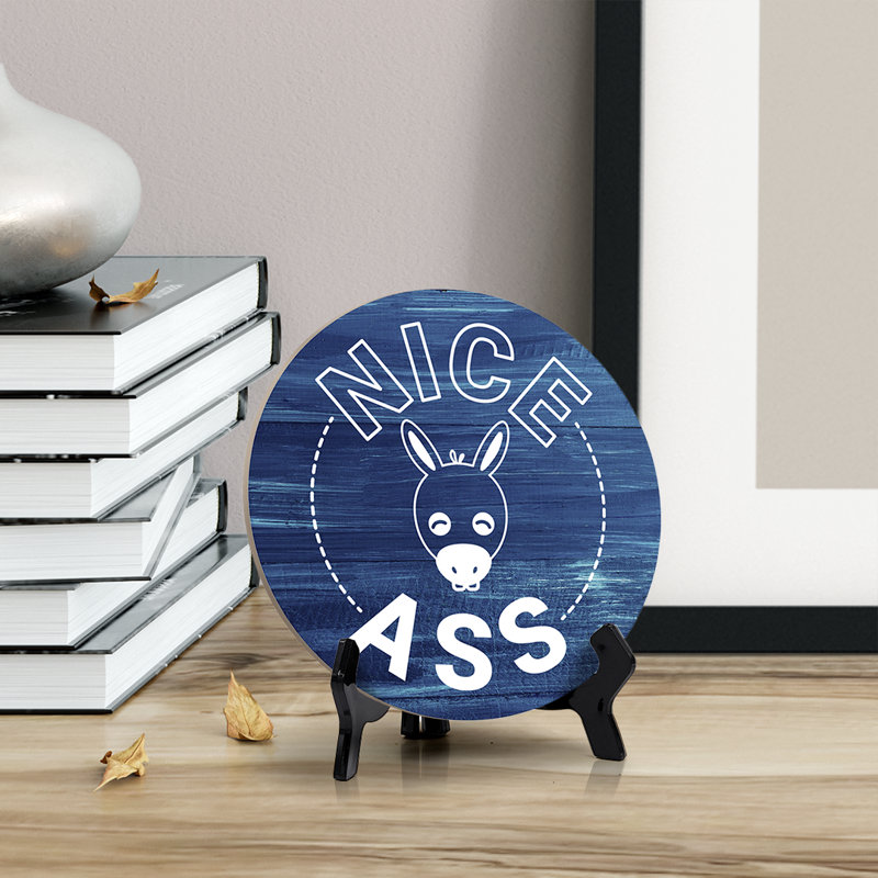 Enseigne de table «Nice Ass» avec chevalet, Bleu