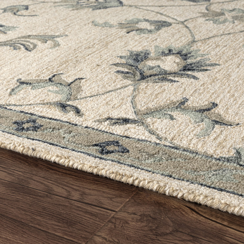 Tapis d'intérieur traditionnel en laine naturelle fait à la main Munz, Rectangle 7 pi 9 po x 9 pi 9 po