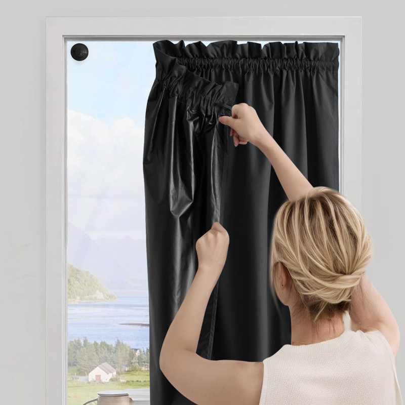 NICETOWN 100% Blackout Portable Curtains with Suction Cups, Lightweight Travel Curtains Easy to Catch & Install Window Treatments Thermal Insulated Blinds for Baby/Bedroom, 1 Panel