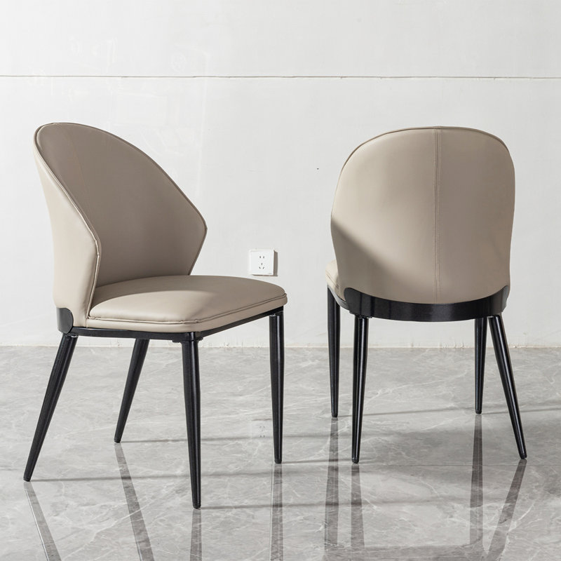 Dining chair PU with unique design backrest set of 2