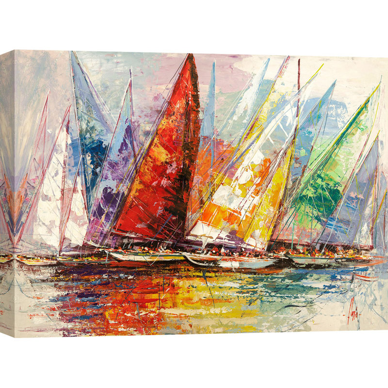 Kaleidoscope Of Sailboats by Luigi Florio - Wrapped Canvas Painting, 70cm H x 100cm W x 4cm D