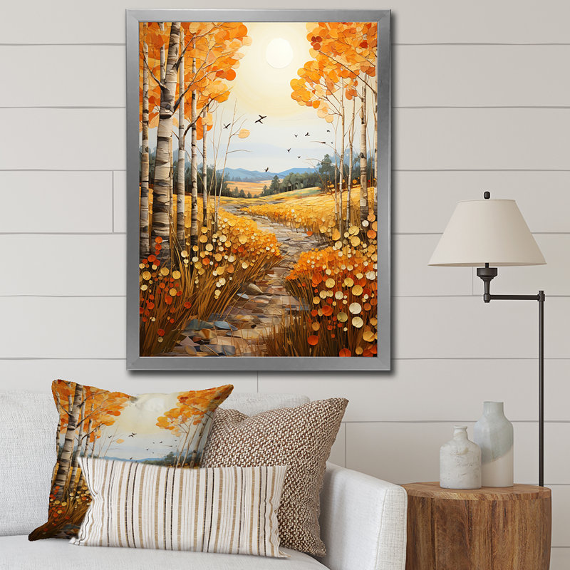 Tapisserie d'automne Cimberly Birch Woods IV, Cadre photo argenté, H 44 po x l 34 po x P 1,5 po