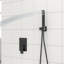 Système de pomme de douche double 1,8 GPM noir mat avec pomme de douche à effet de pluie et douche à main, tête standard US, noir, collection Square Rain-120883202