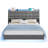 Floating Bed Frame with LED Lights, Charging Station, Tufted Storage Headboard, No Box Spring Needed-1130686581-1130686583