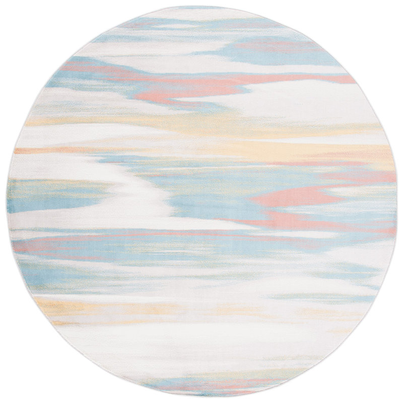 Tapis beige Alichia, Rond 6 pi 7 po